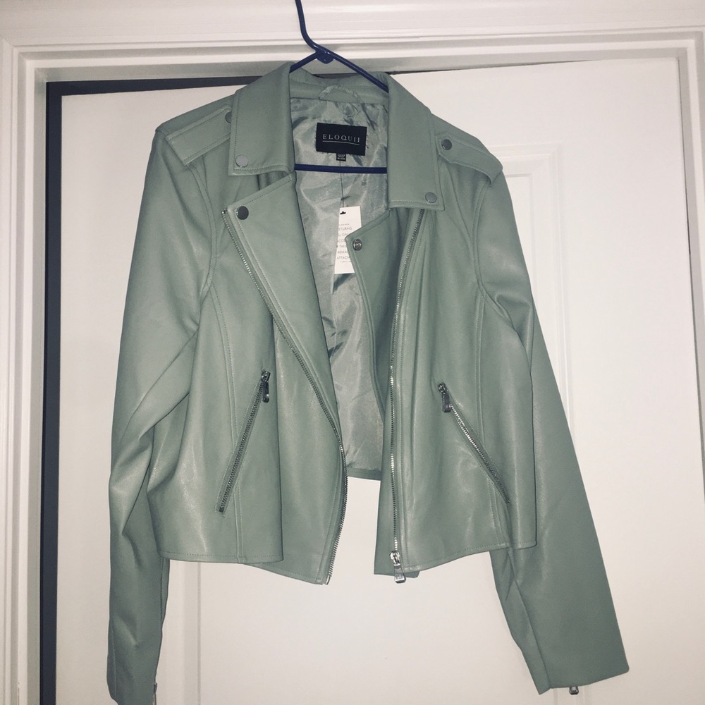 Eloquii Sage Green Moto Jacket